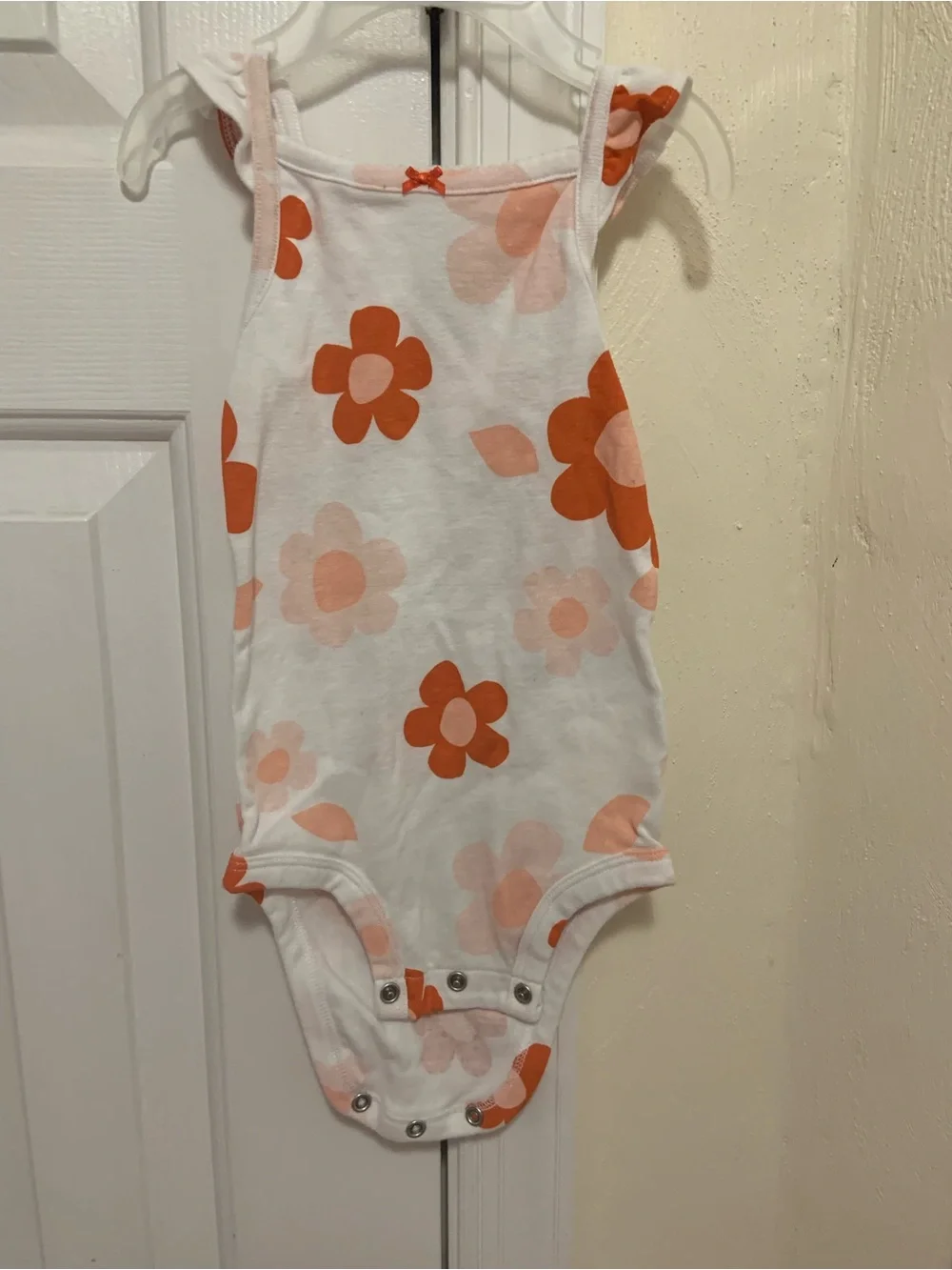 Carter's White Bodysuit with Orange and Peach Floral Print